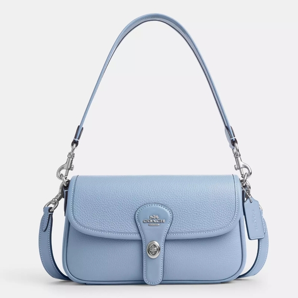 NEW! Style#CY683 Elegant Black Shoulder Bag Coach Hadley SHB Sv/Blueshell 💙